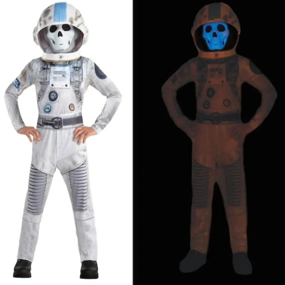 Zombie Skeleton‎ Astronaut Costume Helmet Kids Space Suit Glow in dark 3 piece - Picture 3 of 11